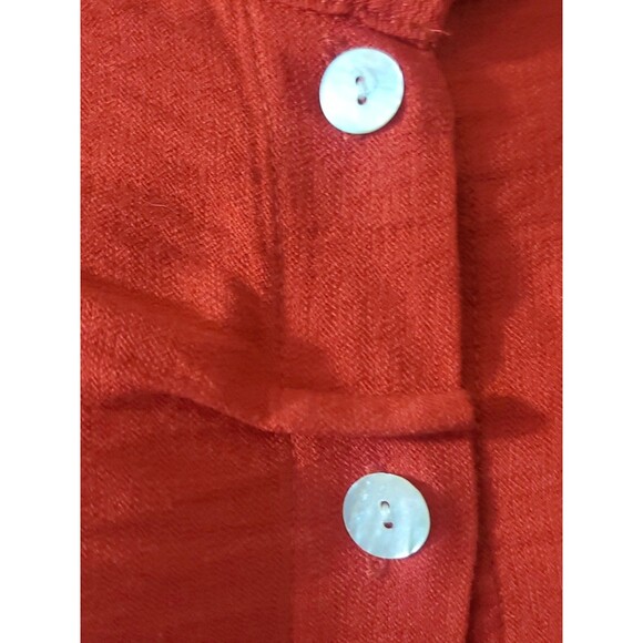 Vintage Christopher Calvin 1X Red Mandarin Nehru Collar Button Down Tunic Top - Picture 4 of 10